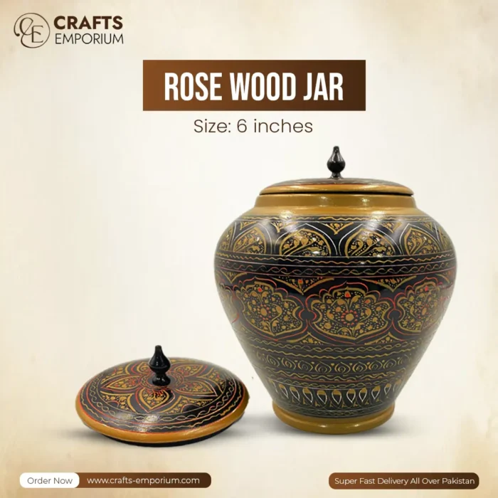 Rose Wood Jar Black & Gold