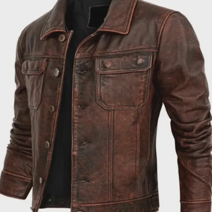 Handmade Cowhide Leather Biker Jacket: Vintage Cafe Racer Bomber